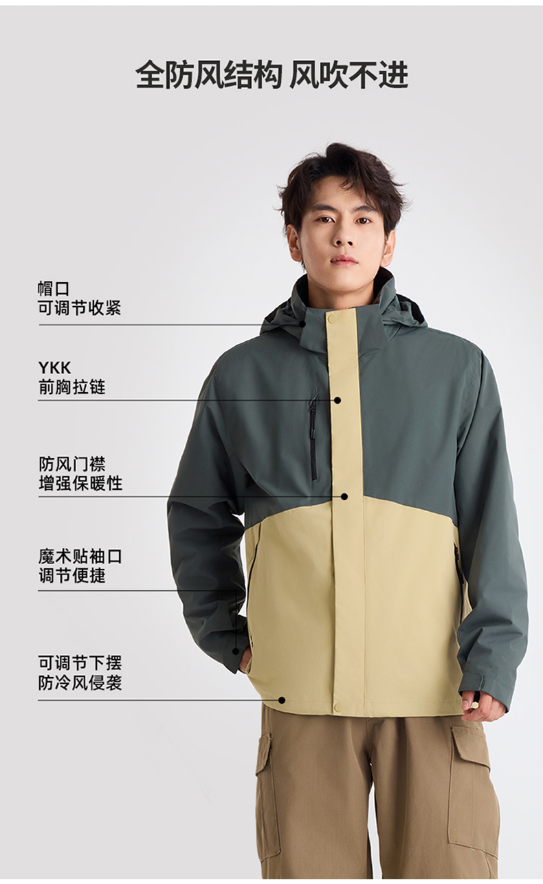 Outdoor windproof and waterproof couple three-in-one jacket KC2-250809A