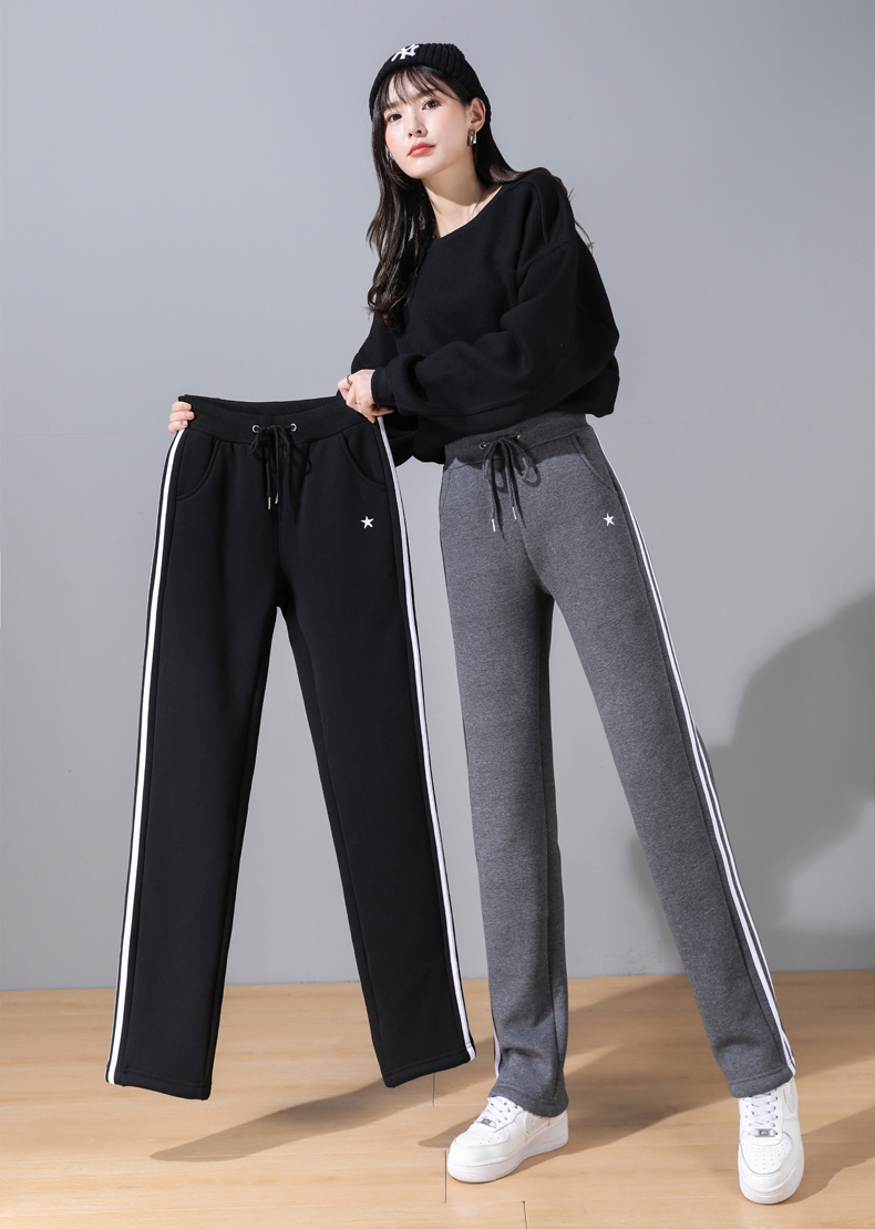 Autumn and winter thickened lambskin straight pants casual trousers women G32-80849