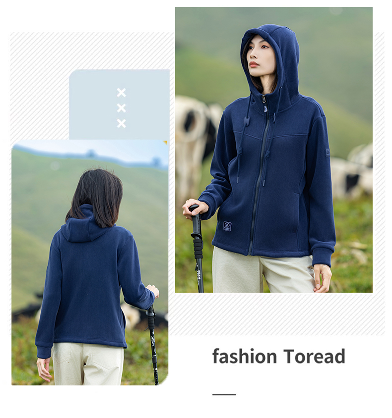 480g double-sided composite polar fleece fleece hooded jacket KG2-5316 for women