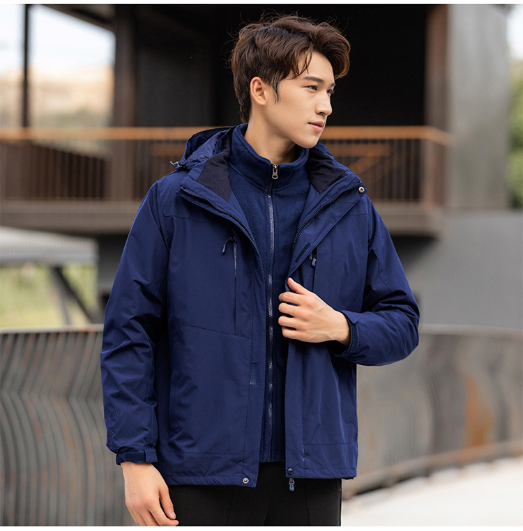 440g silver fox fleece liner three-in-one jacket KG2-9088 men