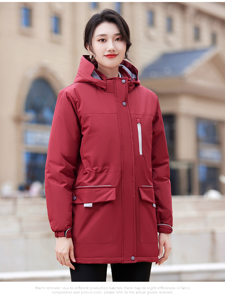 Autumn and winter warm hooded large pocket cotton jacket for women DY7-2289