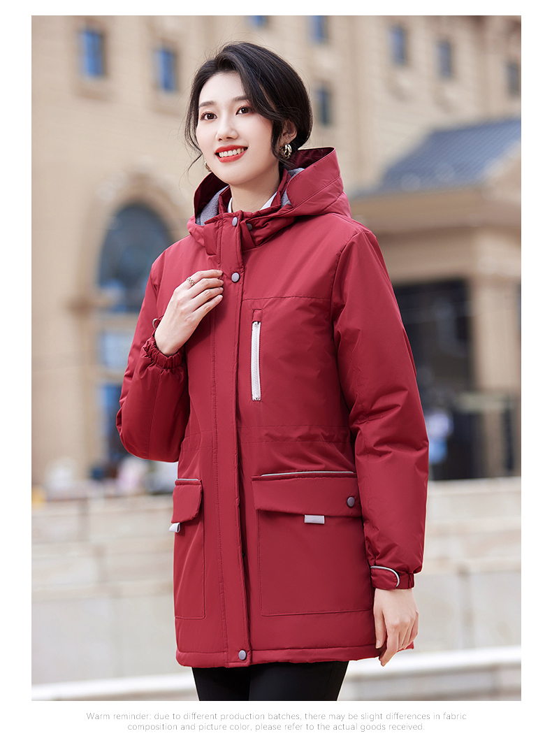 Autumn and winter warm hooded large pocket cotton jacket for women DY7-2289