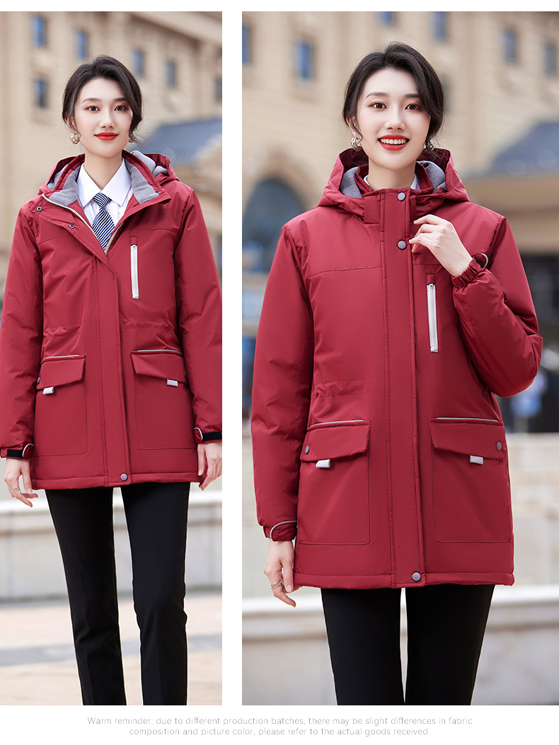 Autumn and winter warm hooded large pocket cotton jacket for women DY7-2289