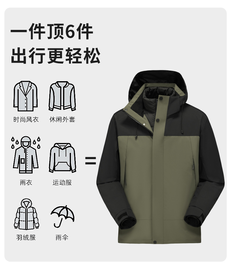 Outdoor three-proof down three-in-one jacket for men KH1-88699