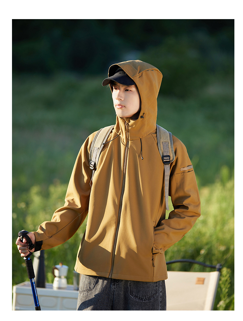 Outdoor warm couple hooded soft shell jacket KD2-H80809