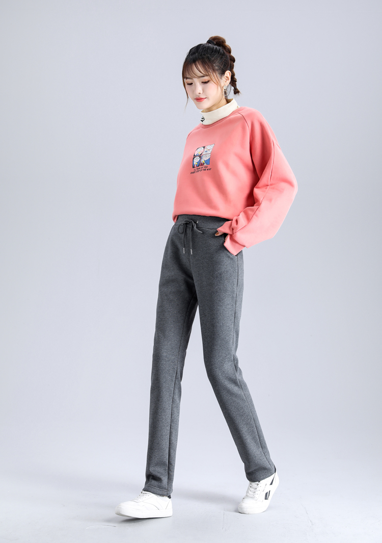 Autumn and winter thickened lambskin drawstring casual pants for women G32-8081