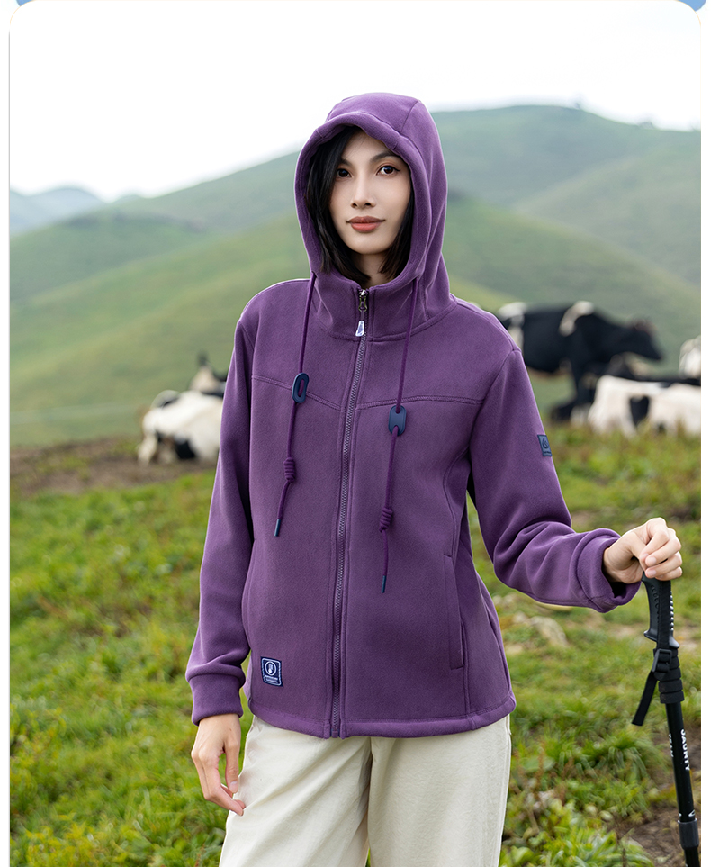 480g double-sided composite polar fleece fleece hooded jacket KG2-5316 for women