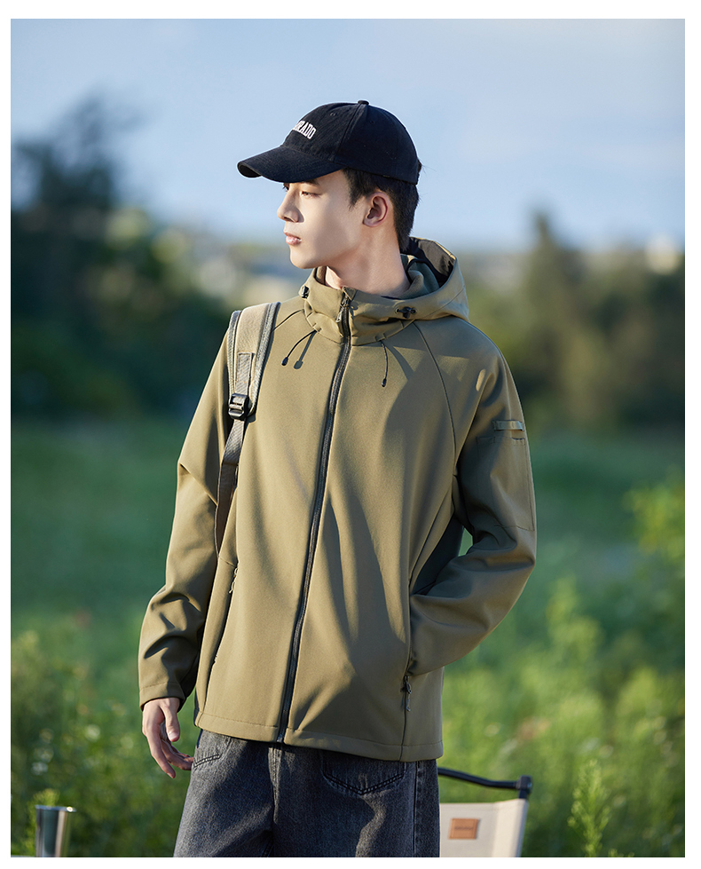 Outdoor warm couple hooded soft shell jacket KD2-H80809