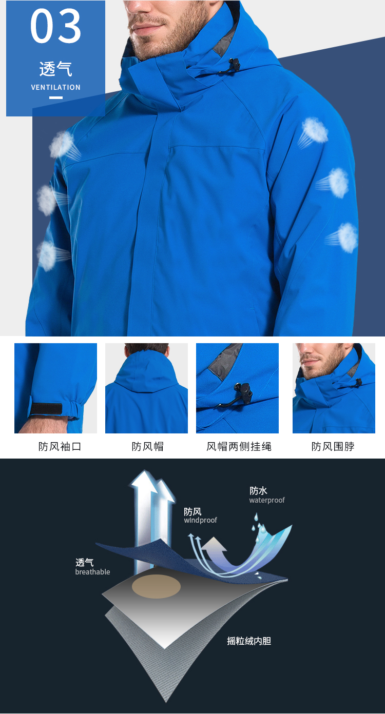 Outdoor sports three-in-one detachable polar fleece liner windproof and waterproof assault jacket general model YZ01-3087