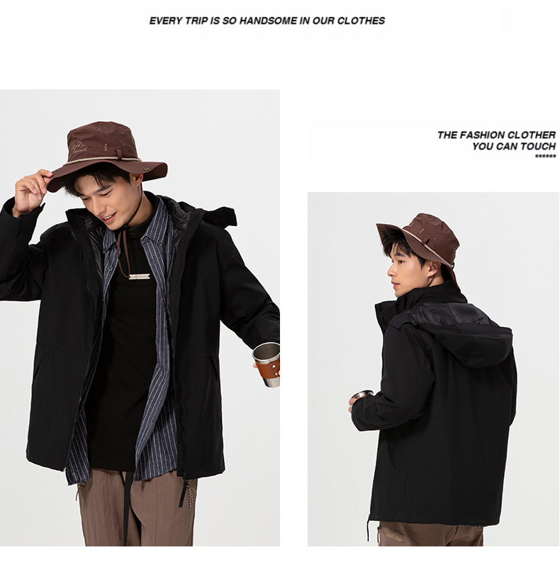 Down liner color matching three-in-one detachable jacket general style M03-C05Y