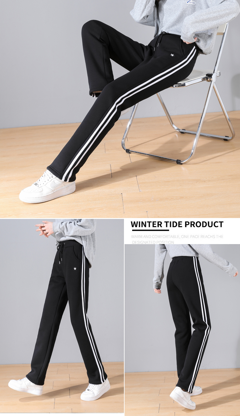 Autumn and winter thickened lambskin straight pants casual trousers women G32-80849