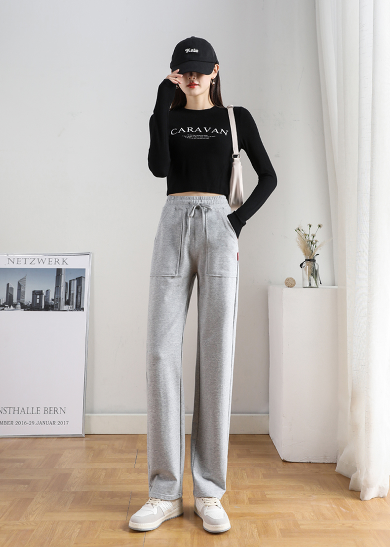 Autumn and winter large pockets with drawstring wide-leg casual pants for women G32-CR876