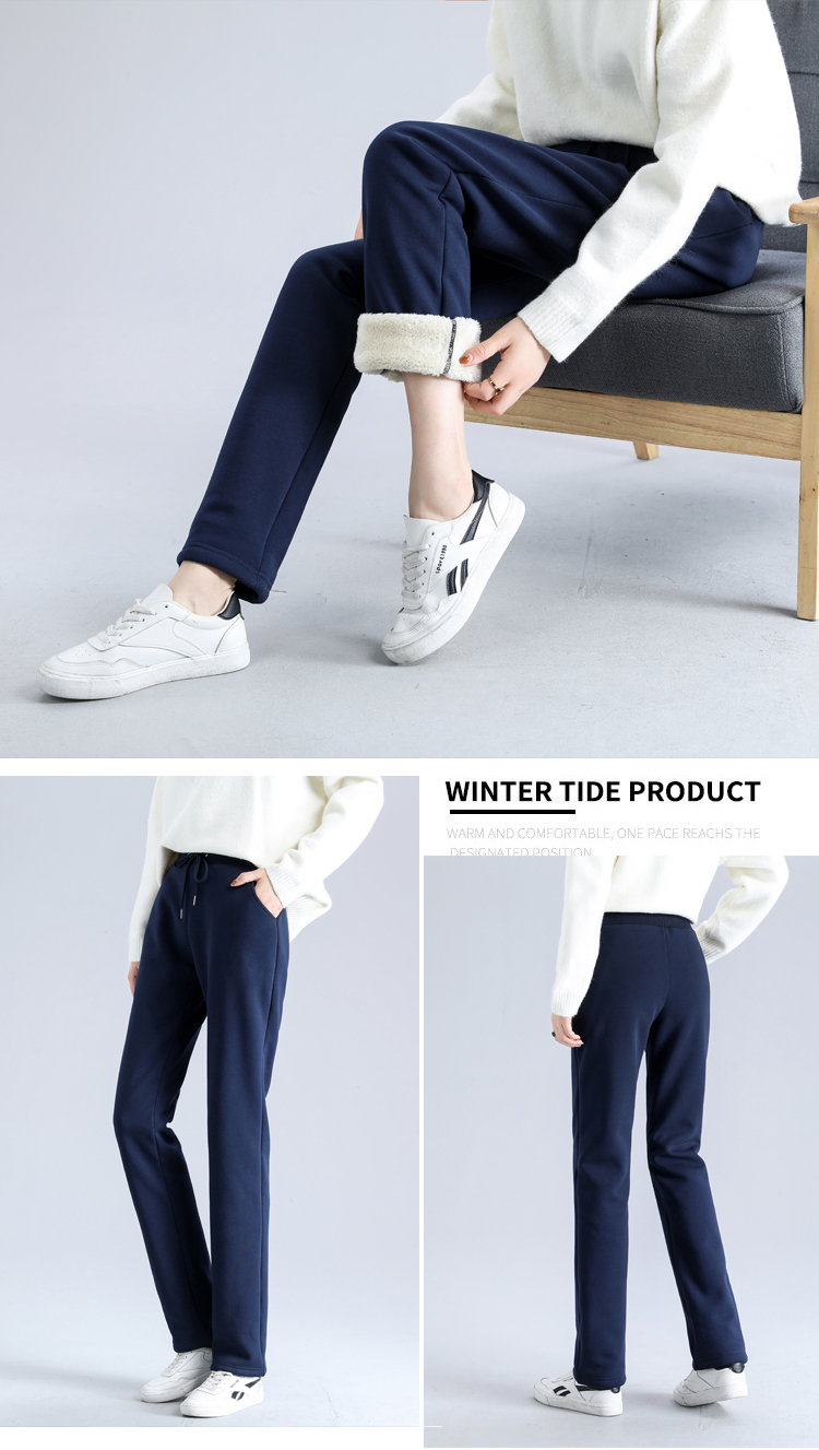 Autumn and winter thickened lambskin drawstring casual pants for women G32-8081