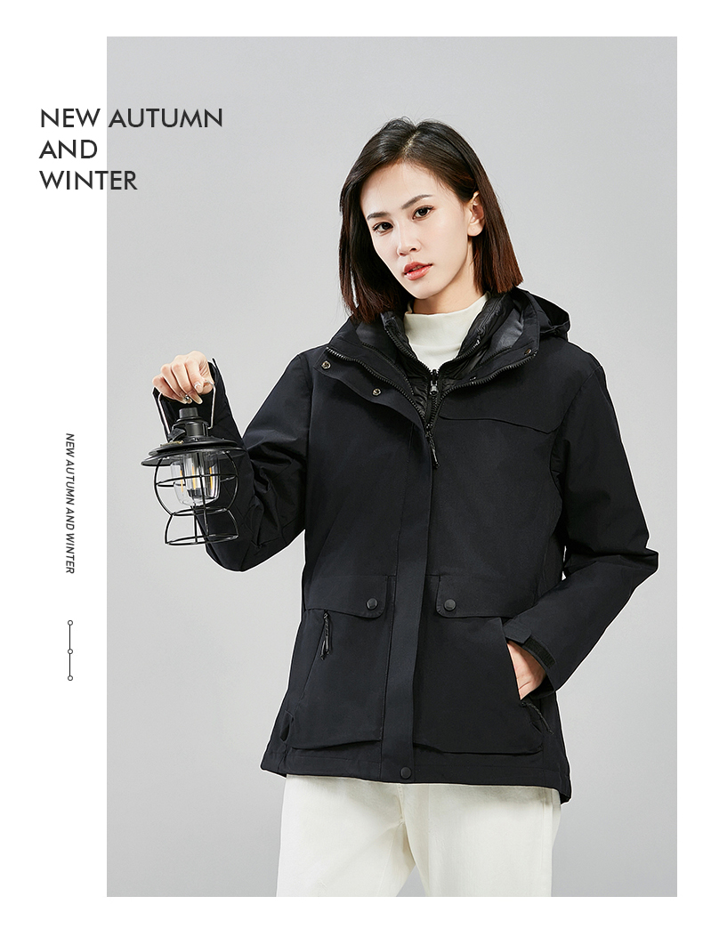 Outdoor detachable down three-in-one couple jacket KE-7018