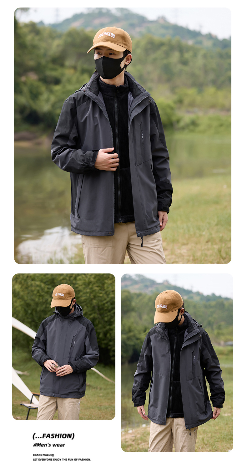 Hard shell couple three-in-one jacket KS-1818S men