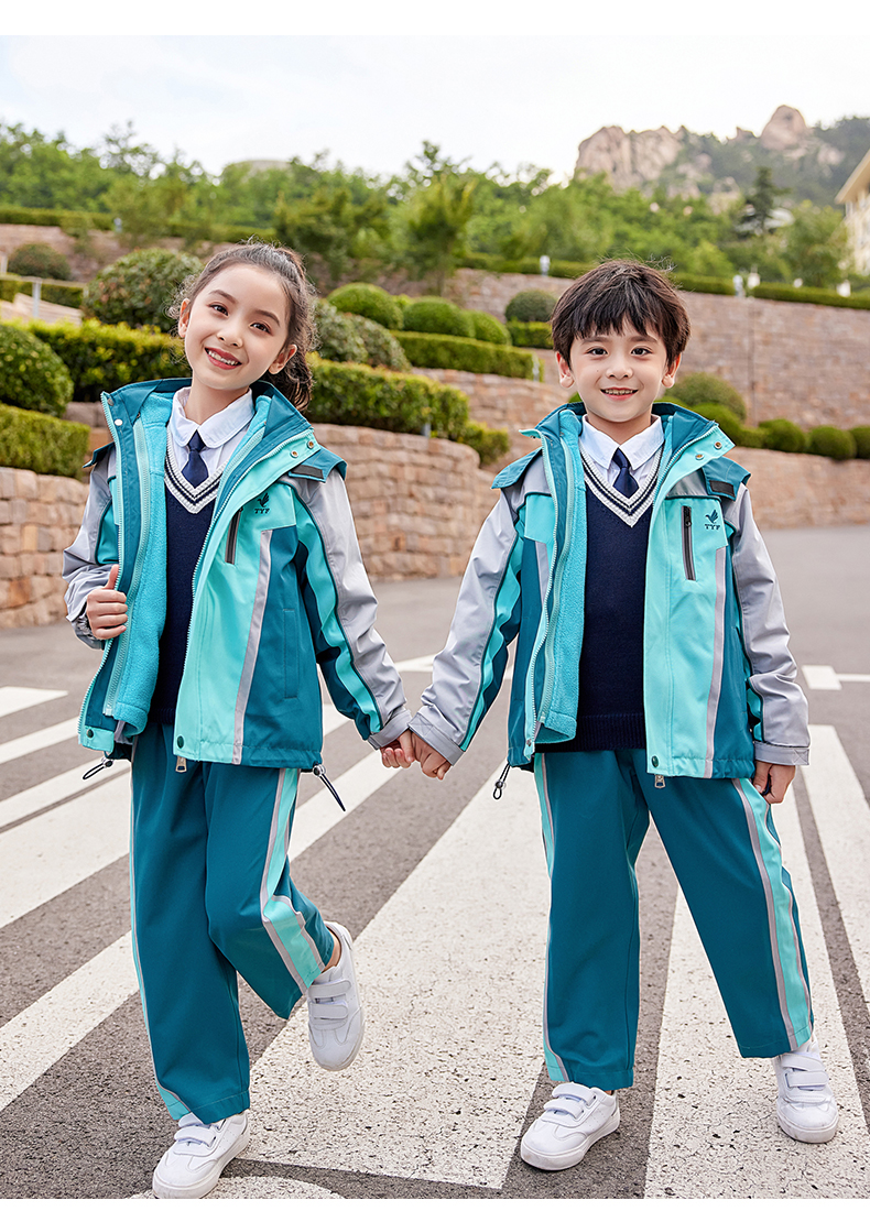 Polar fleece liner removable wear-resistant cold-proof three-in-one jacket for primary and secondary school students and teachers uniforms 894-2193