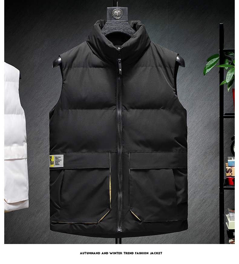 Cool silk cotton stand collar zipper double-sided warm vest H22-22177