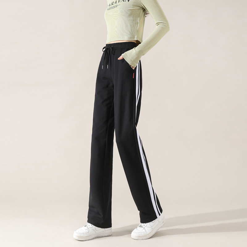 Spring and autumn casual sweatpants wide-leg pants elastic waist cotton straight trousers G32-XZ508