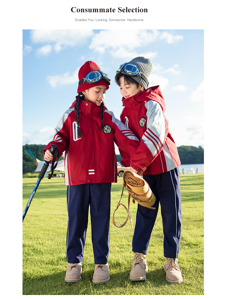 Campus style outdoor warm jacket three-in-one children style 215-9132 three-piece set (with label)