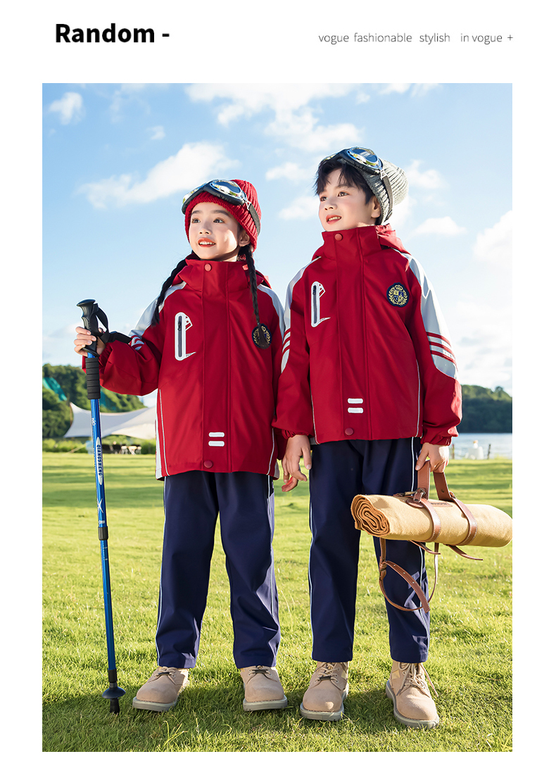 Campus style outdoor warm jacket three-in-one children style 215-9132 three-piece set (with label)