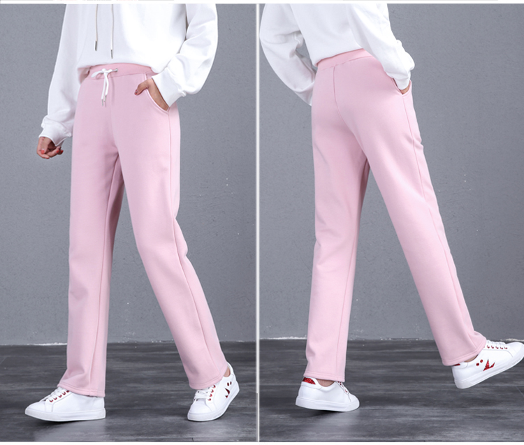 Solid color straight pants women loose sports casual pants women G32-081 plus velvet