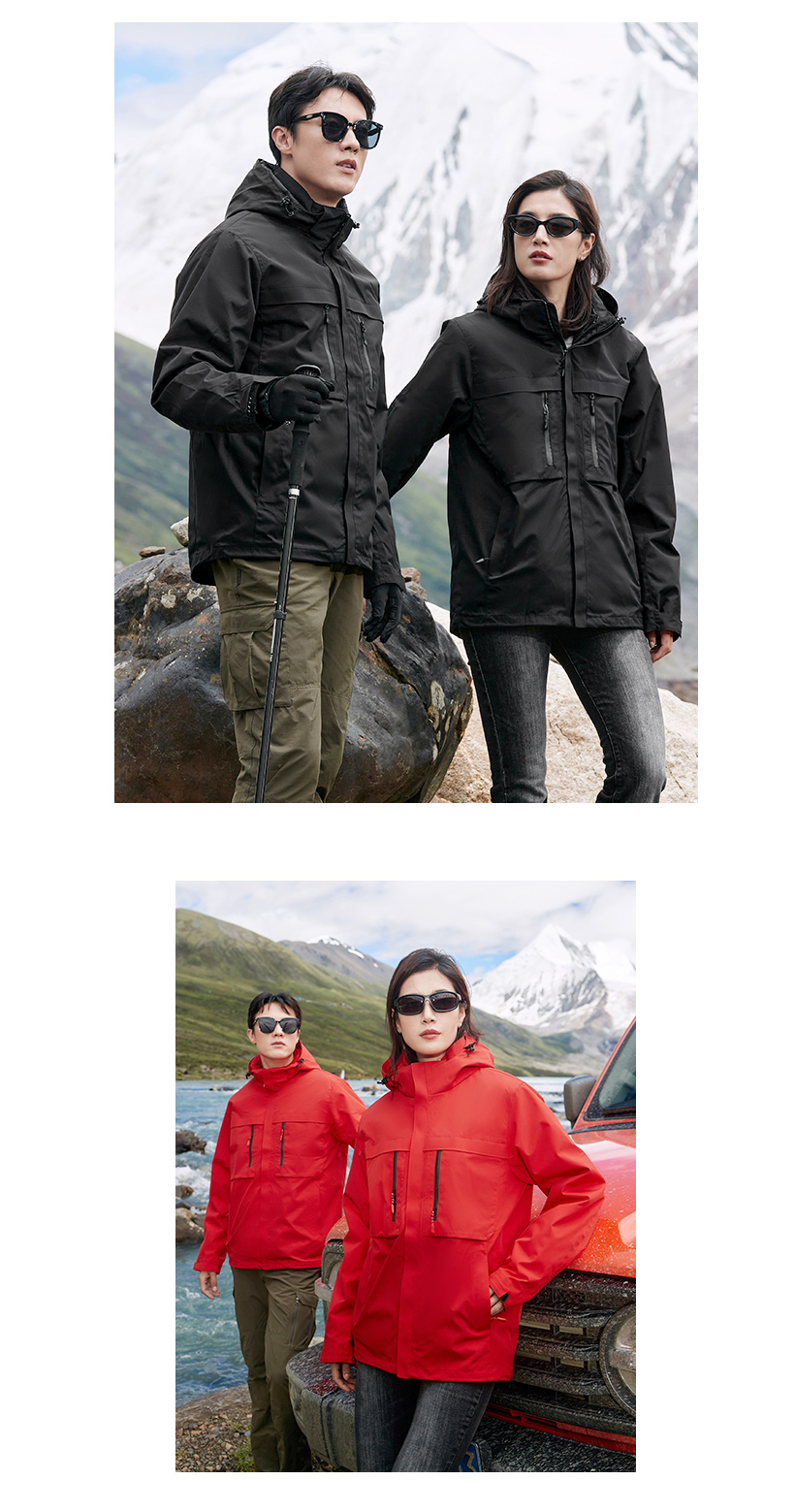 Outdoor warm Australian velvet three-in-one jacket for couples S02-8816