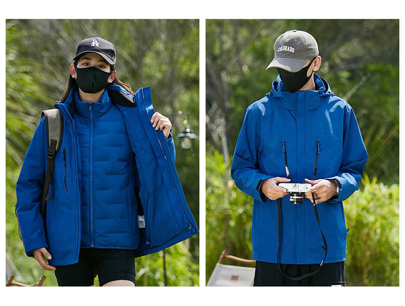 Bird home same style down liner two-piece waterproof warm three-in-one assault jacket unisex KJ-69877