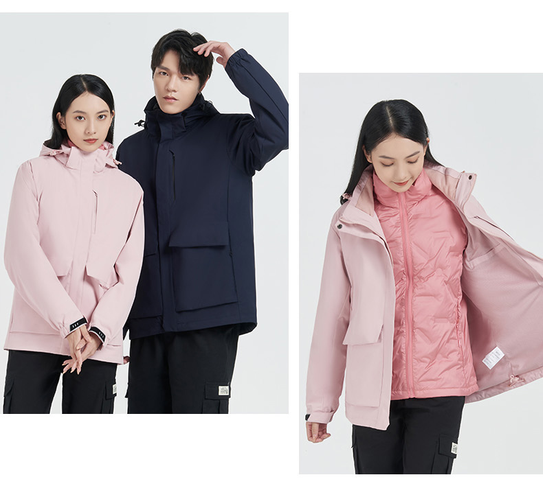 Outdoor waterproof and windproof polar fleece liner three-in-one jacket two-piece suit for women KH1-88Q77 polar fleece for women