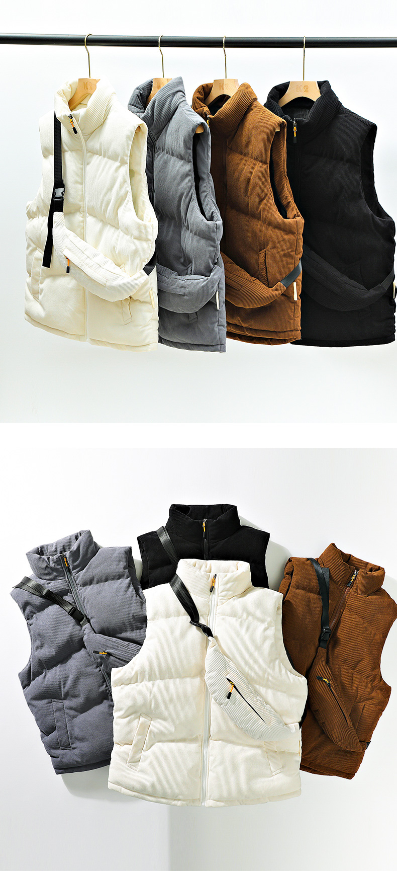 Simple solid color sleeveless warm thickened vest KD3-41-MJ-K802