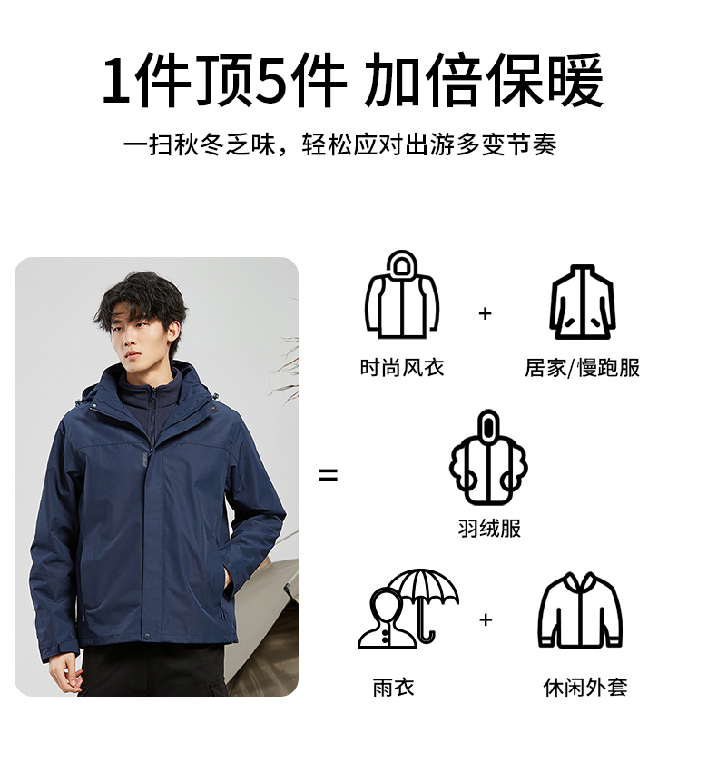 360g polar fleece liner three-in-one couple jacket men jacket KJ-623821 men