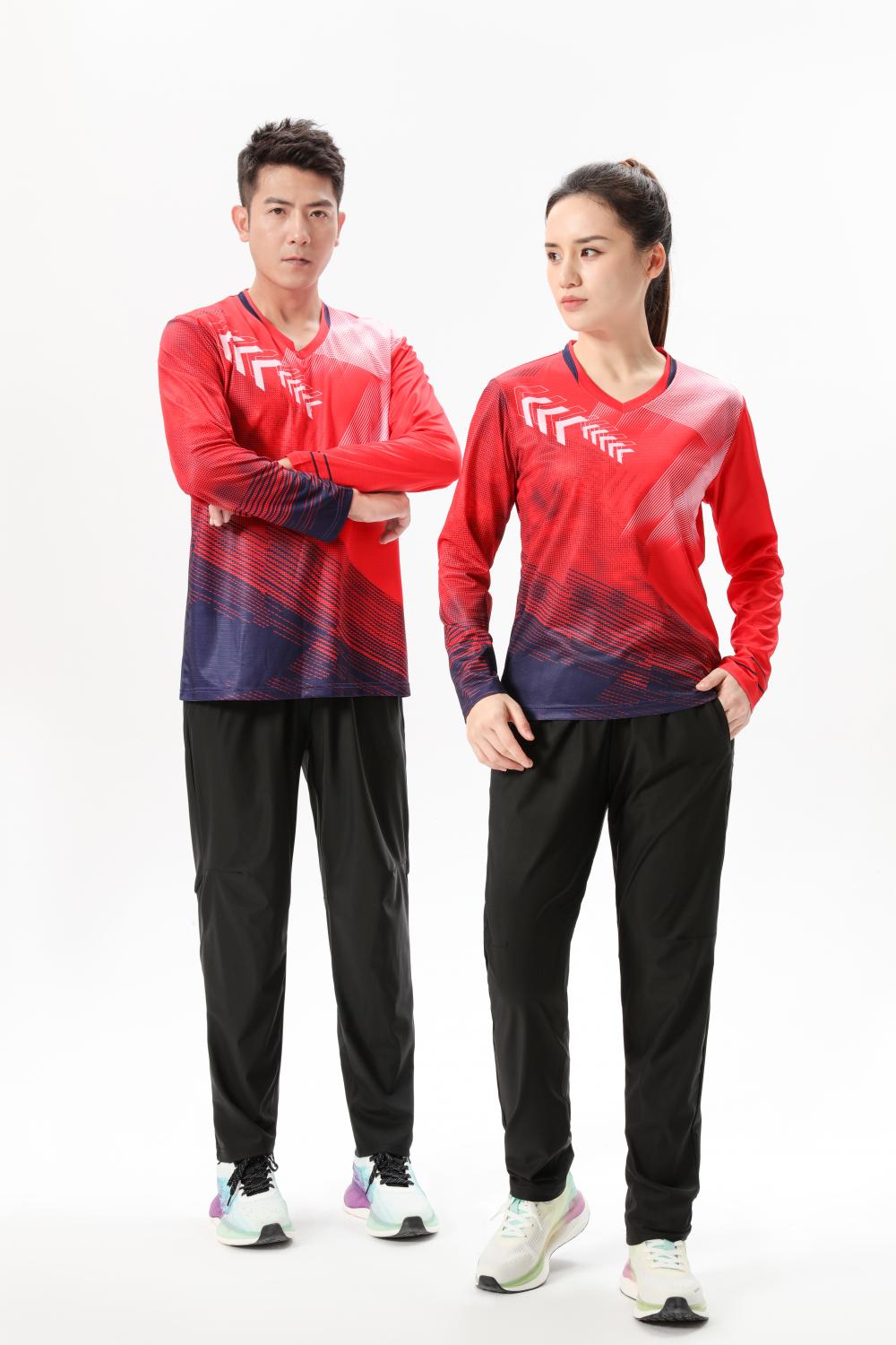 Table tennis badminton volleyball competition uniform sportswear long sleeve GB8-6623 women