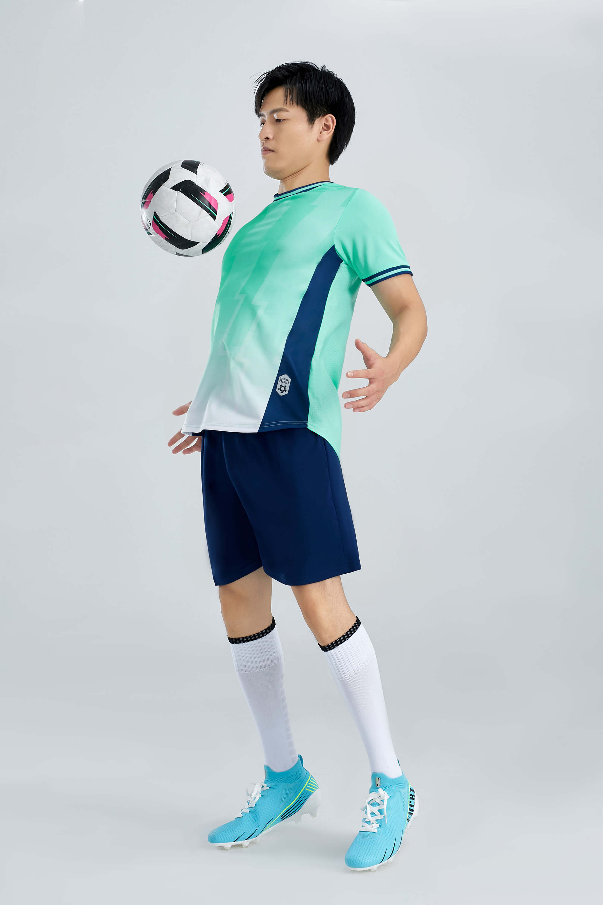 Gradient striped collar football training suit for adults GR4-D8863