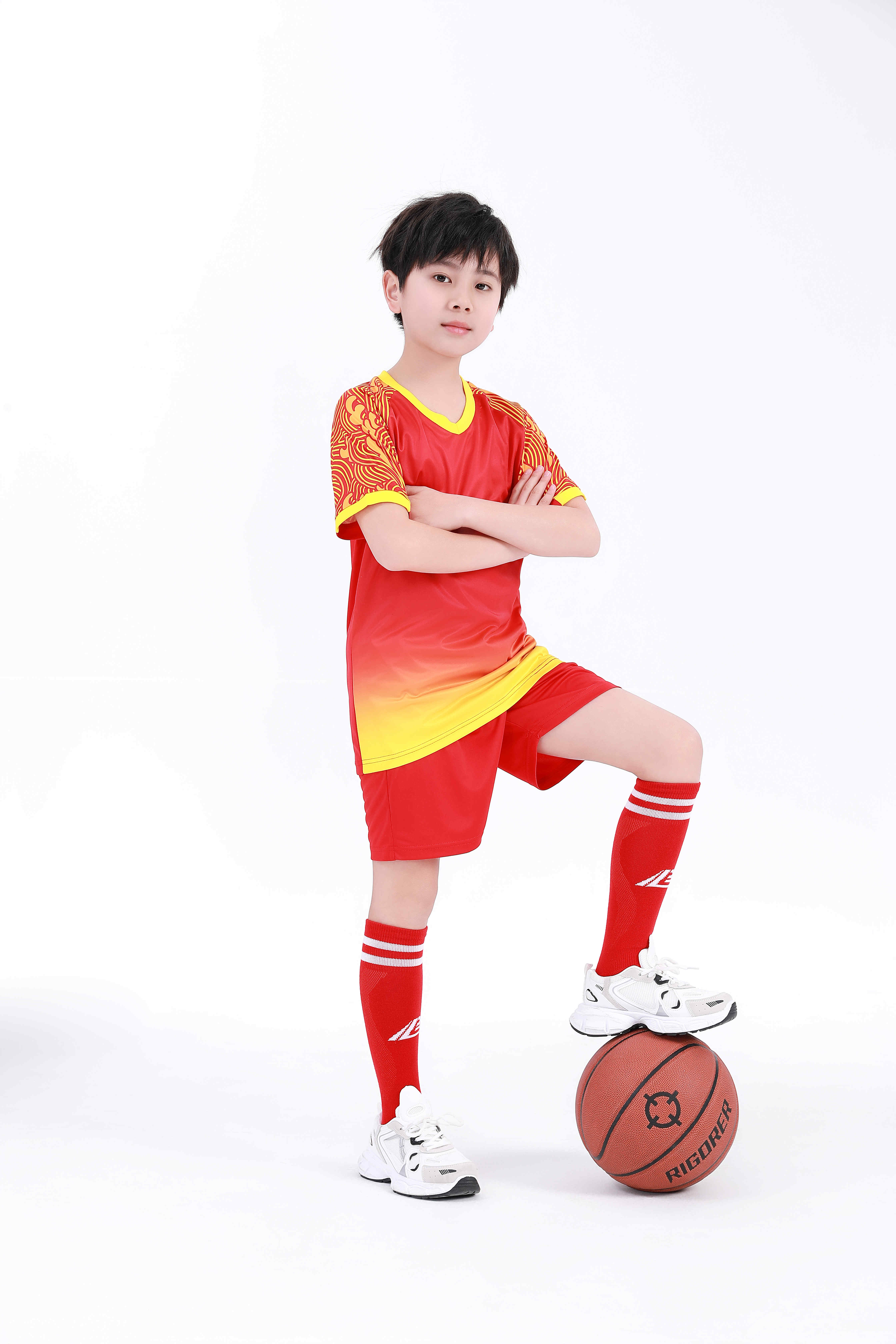 Gradient color football training suit for children GY6-0751