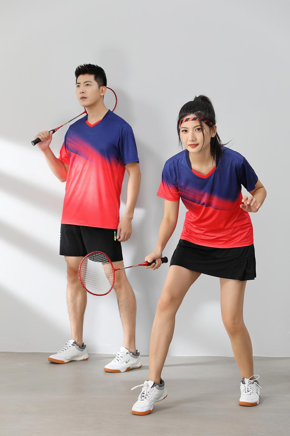 Sports quick-drying short-sleeved V-neck training suit badminton suit 120-1896 adult style