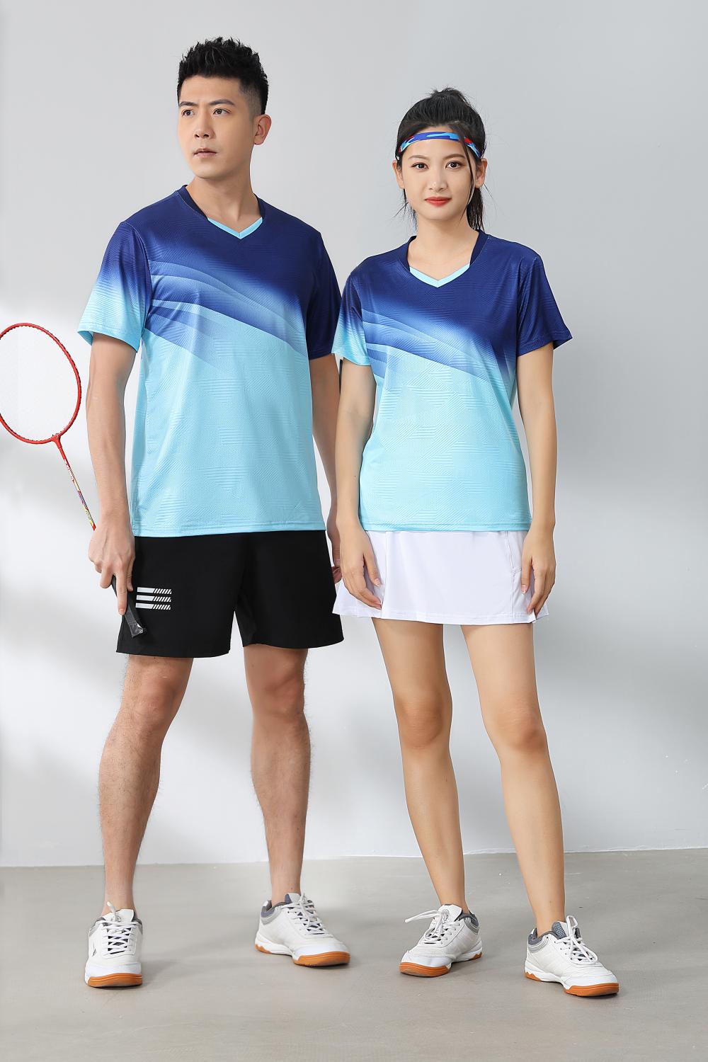 Sports quick-drying short-sleeved V-neck training suit badminton suit 120-1896 adult style