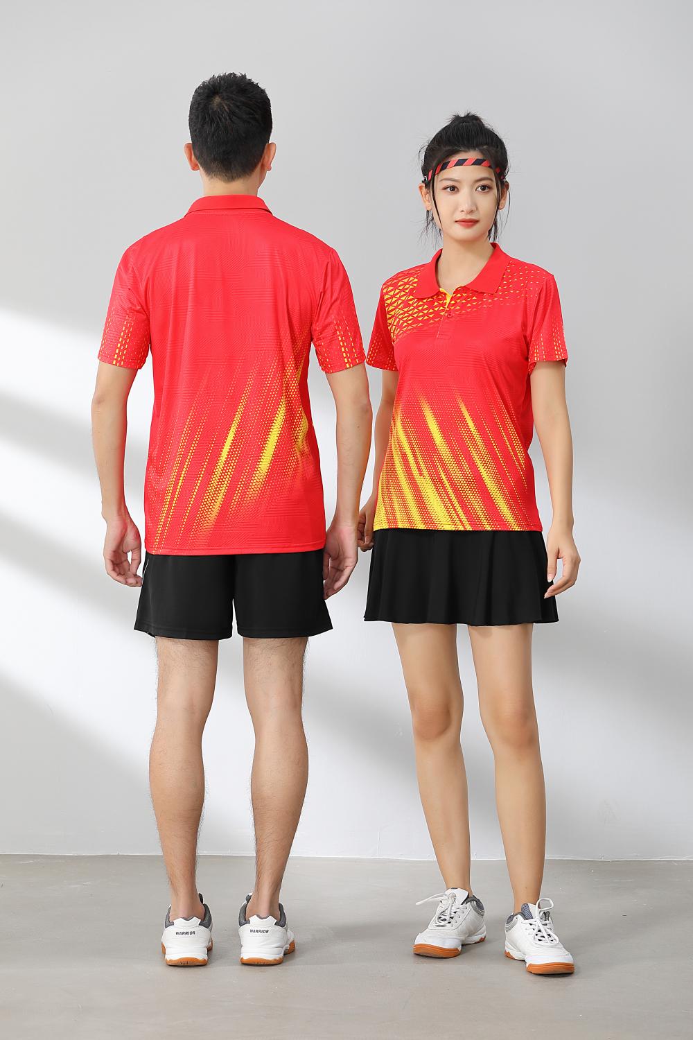 Short-sleeved lapel breathable quick-drying badminton suit 120-1897 adult version