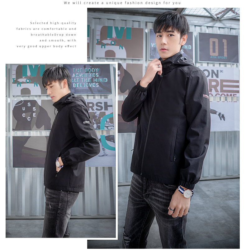 Spring and autumn windproof hood detachable thin single-layer jacket top KC1-0083