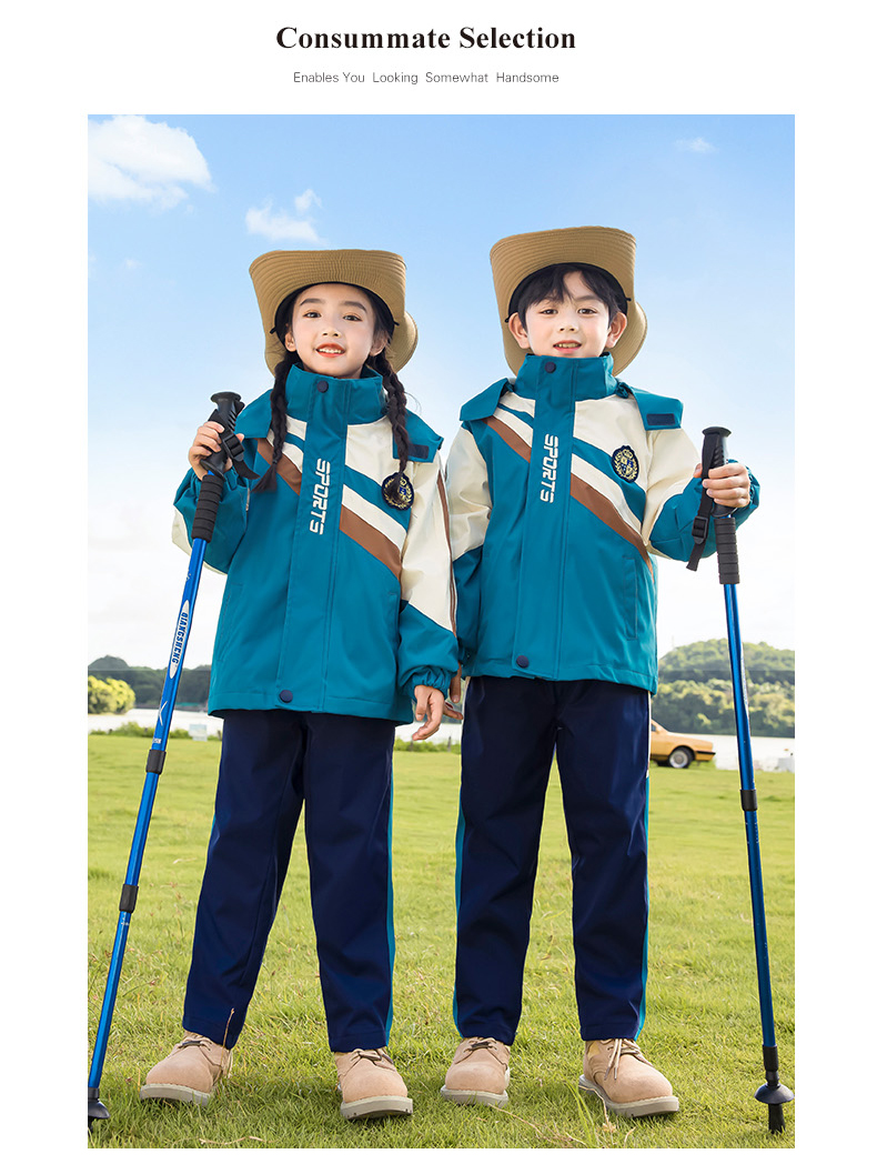 Campus style autumn and winter outdoor leisure jacket for children 215-9119 two-piece set (with label)