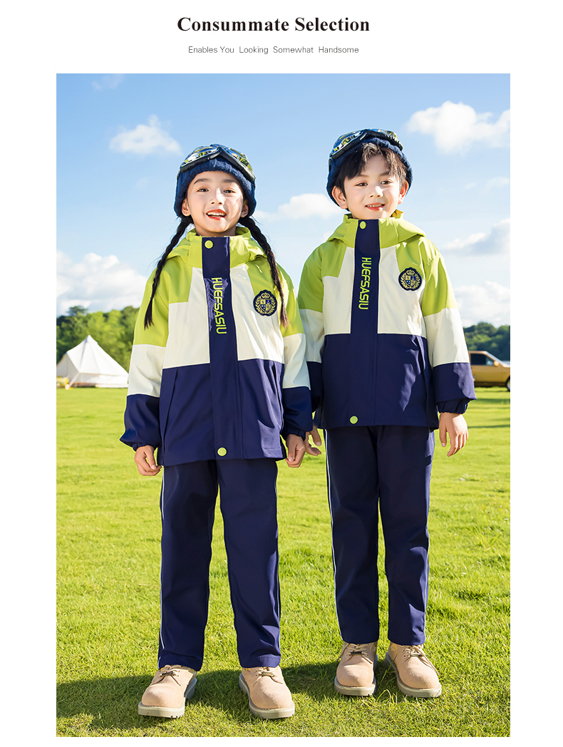 Campus style warm jacket three-in-one children style 215-9135 three-piece set (with label)