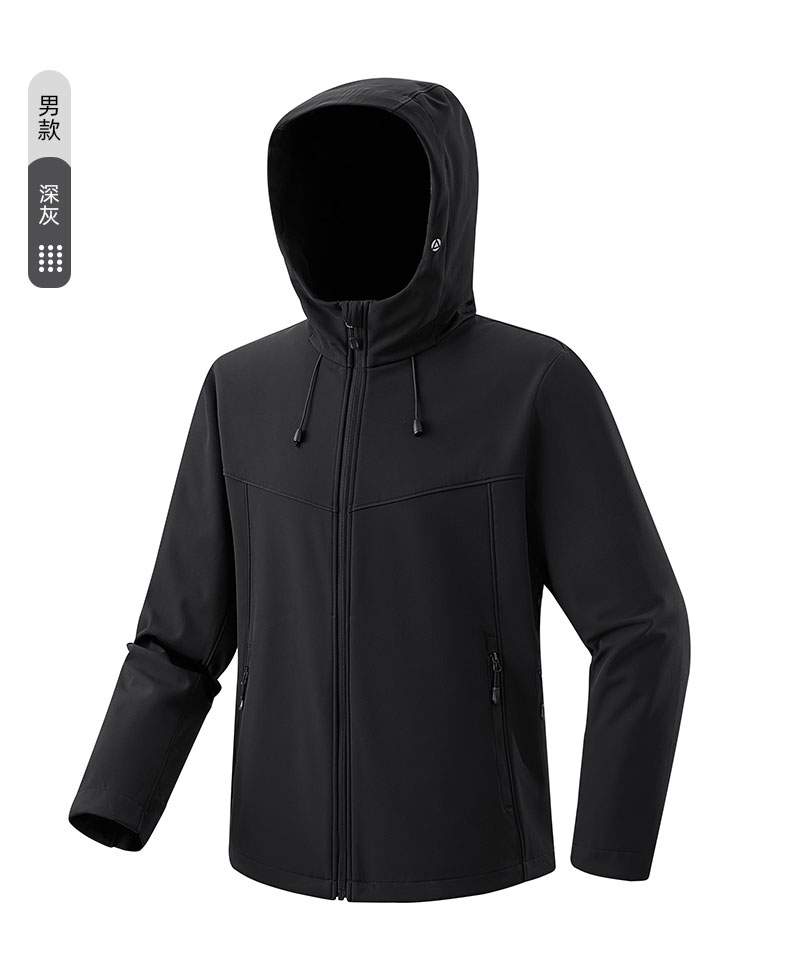 Warm sports windproof and waterproof hooded soft shell jacket men jacket KO-221015 men