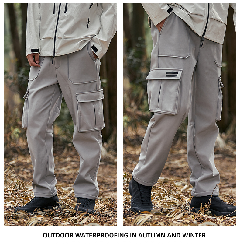 Outdoor multi-pocket functional men and women workwear soft shell trousers KD2-L158217