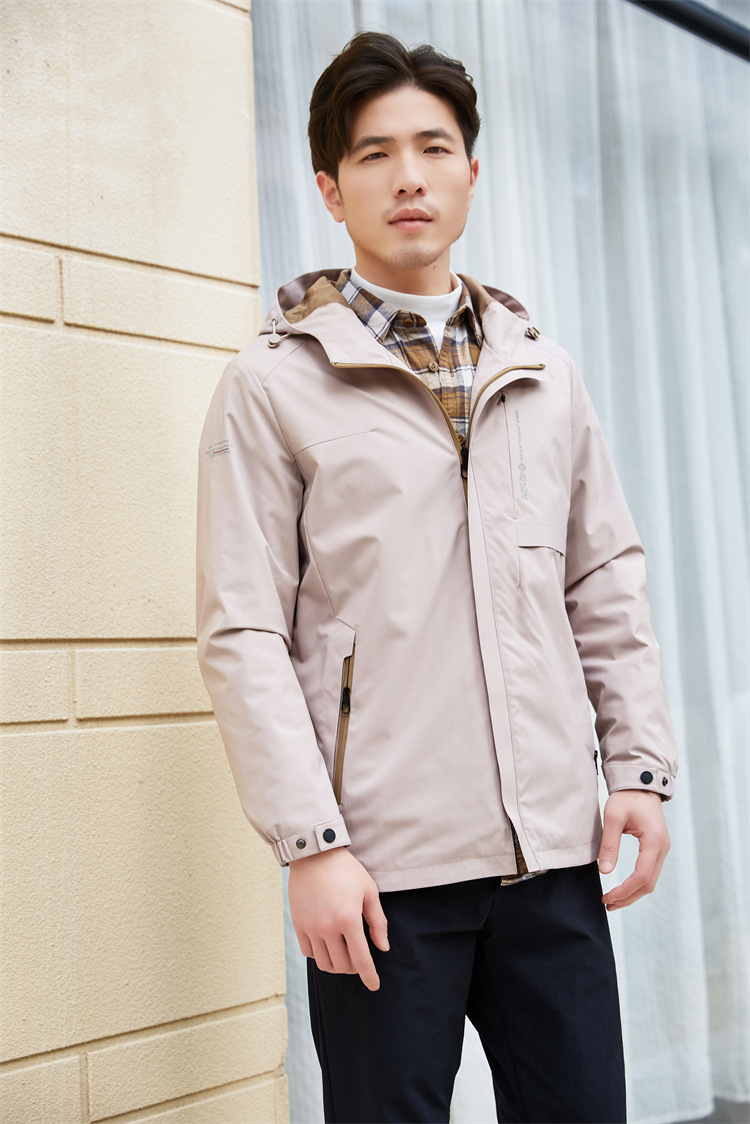 Outdoor hooded mid-length single-layer jacket men top KP1-99785