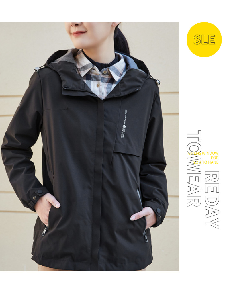 Outdoor hooded mid-length single-layer center jacket women top KP1-99786