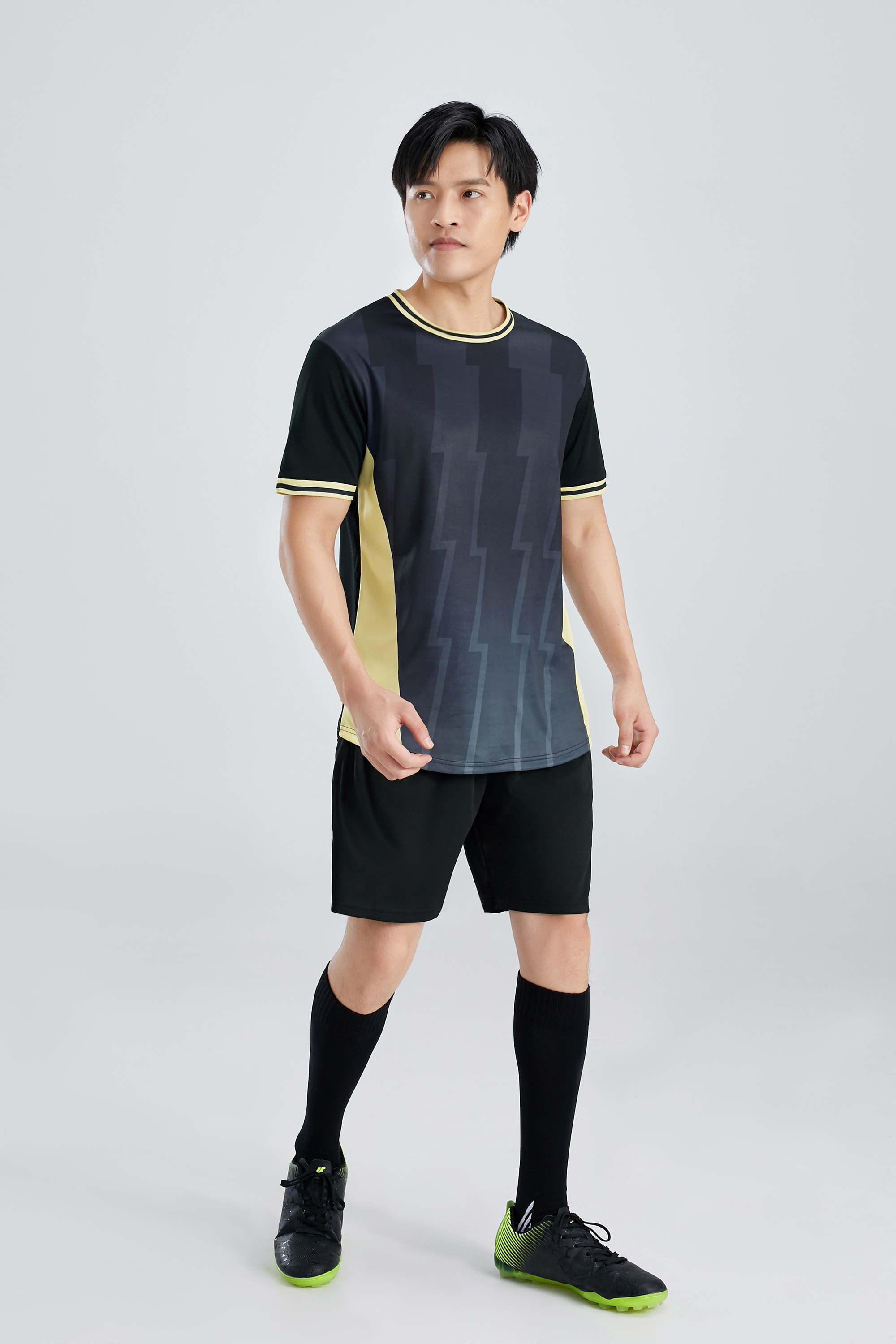 Gradient striped collar football training suit for adults GR4-D8863