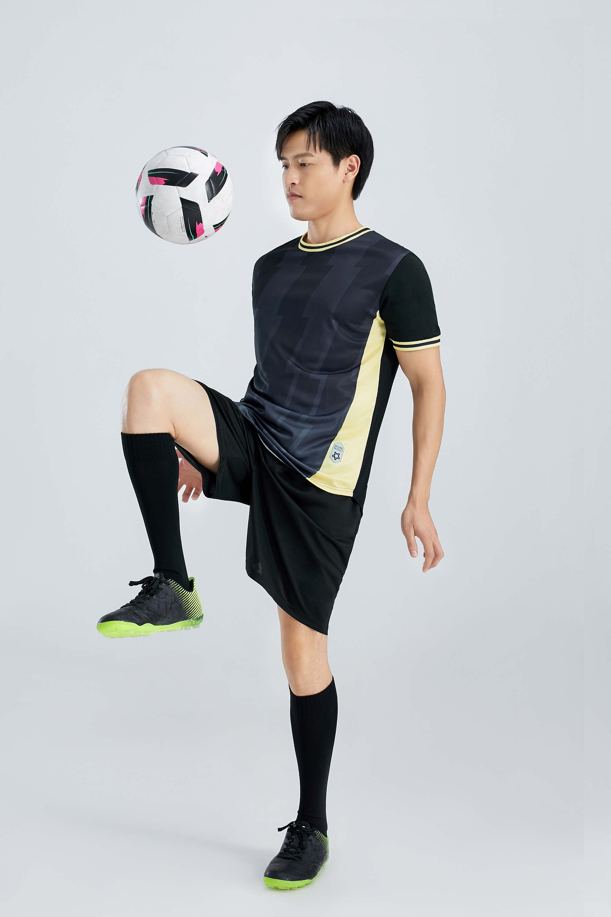 Gradient striped collar football training suit for adults GR4-D8863