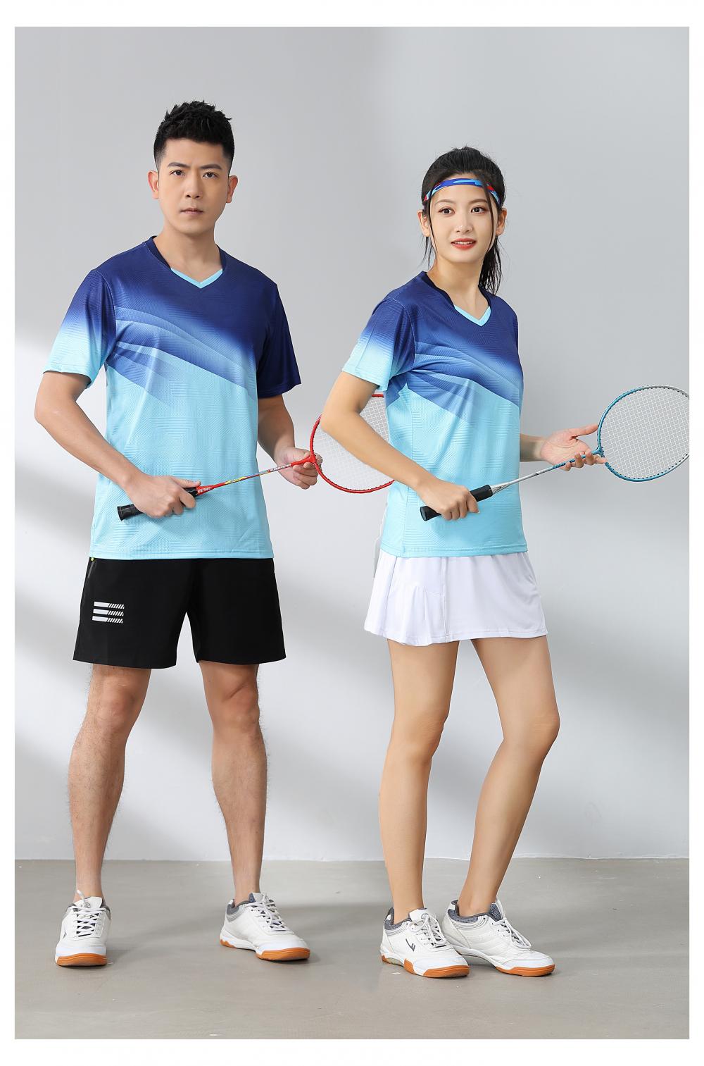 Sports quick-drying short-sleeved V-neck training suit badminton suit 120-1896 adult style