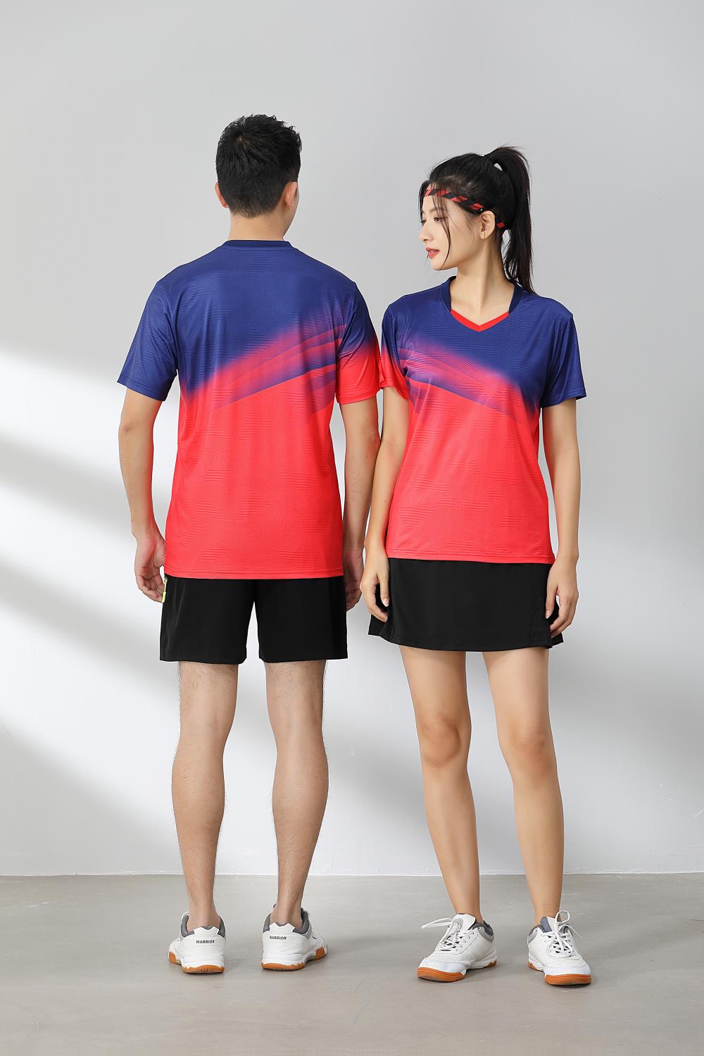 Sports quick-drying short-sleeved V-neck training suit badminton suit 120-1896 adult style