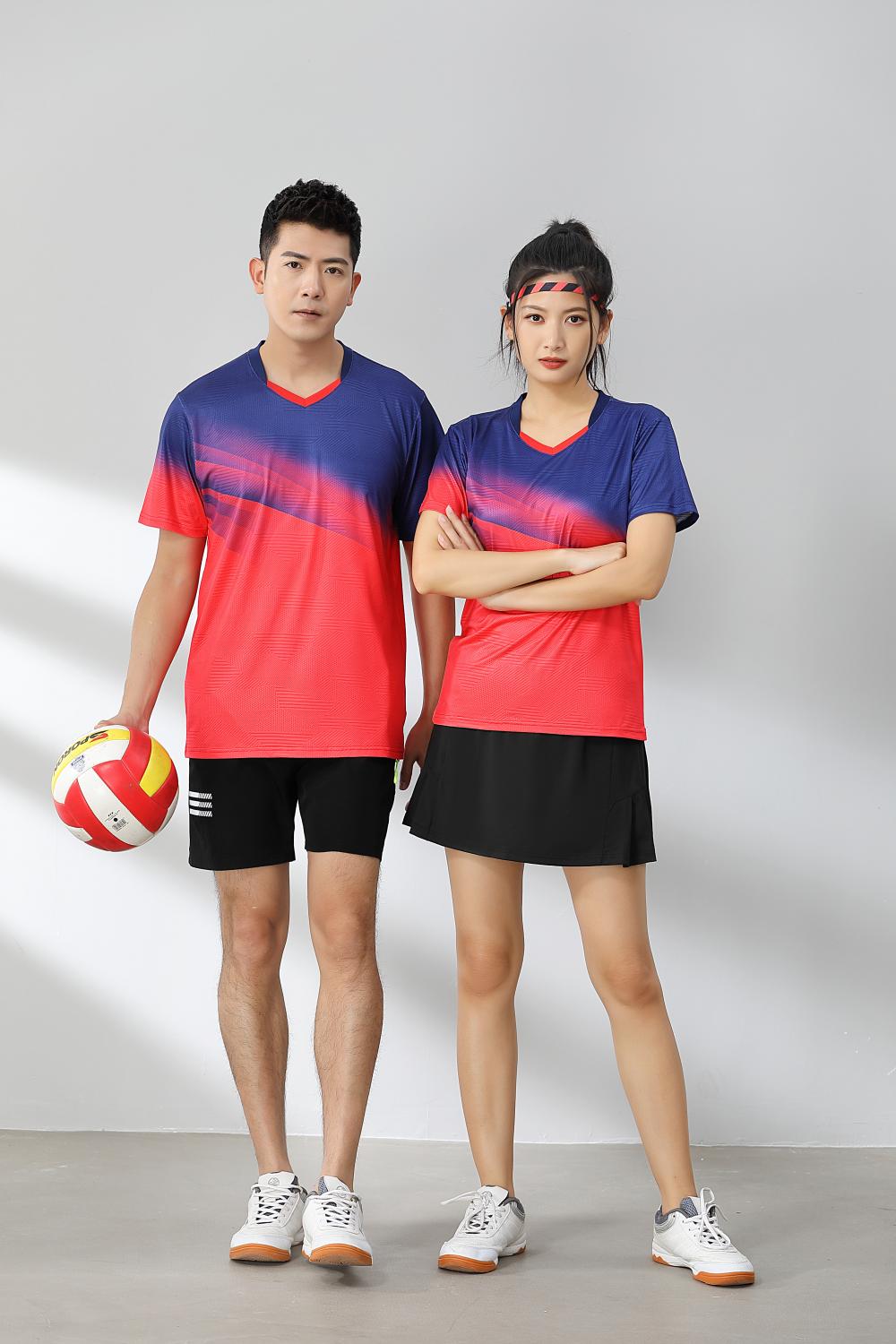 Sports quick-drying short-sleeved V-neck training suit badminton suit 120-1896 adult style