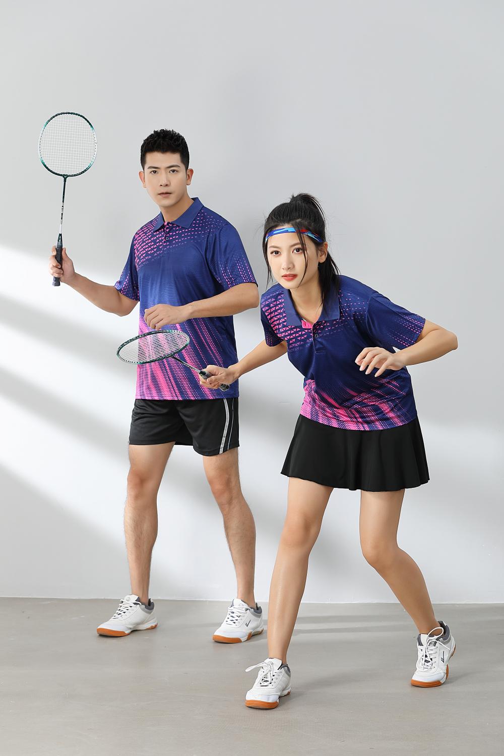 Short-sleeved lapel breathable quick-drying badminton suit 120-1897 adult version