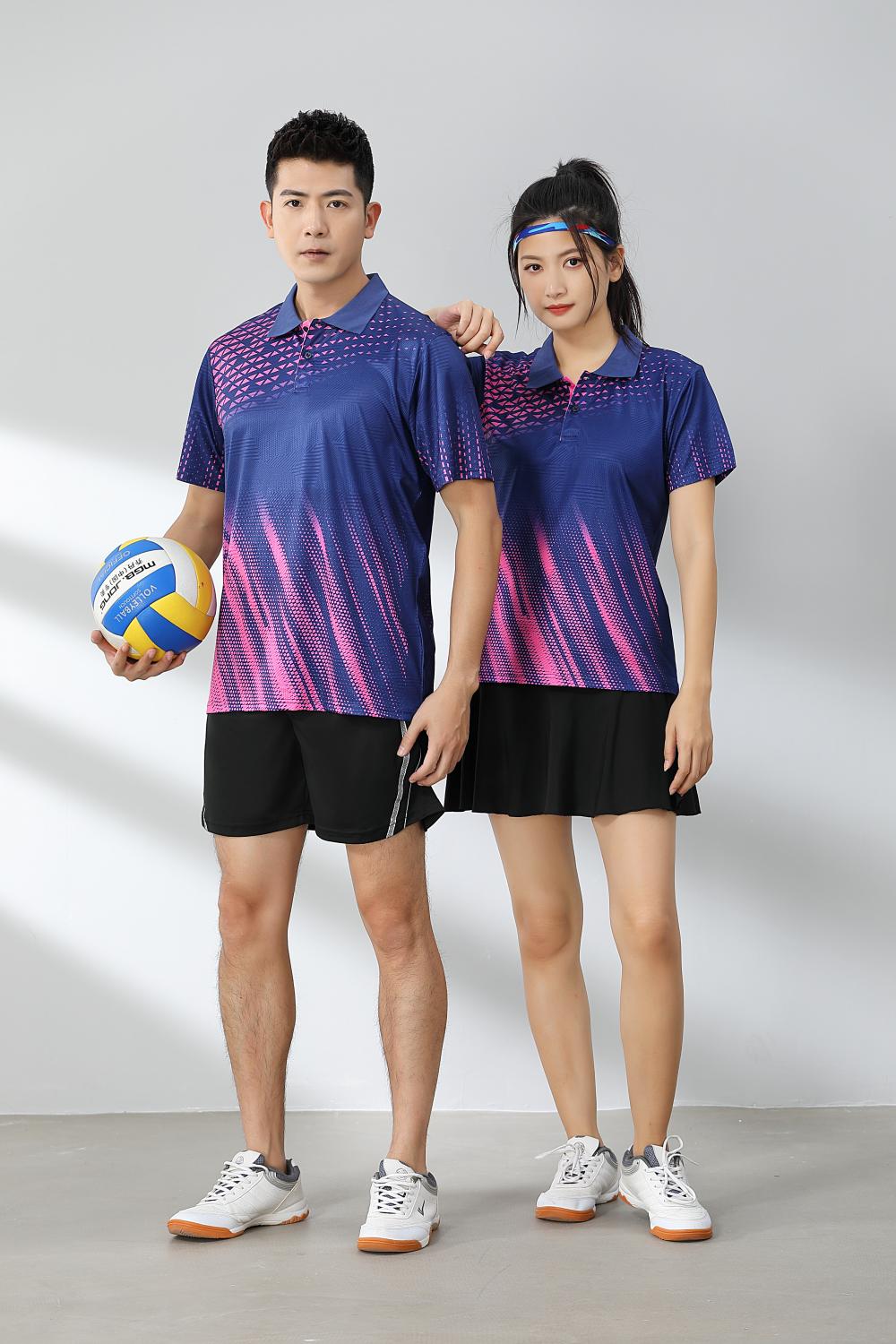 Short-sleeved lapel breathable quick-drying badminton suit 120-1897 adult version